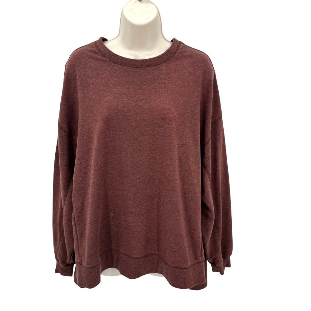 Z Supply Womens Burgundy Long Sleeve Split Hem Oversized Sweatshirt Medium